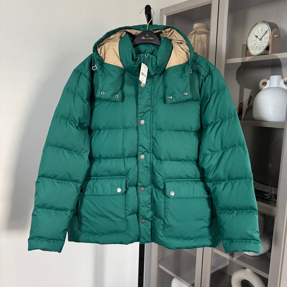 Brooks Brothers Quilted Down Filled Green Hooded Parka XXL NEW Insulated Jacket